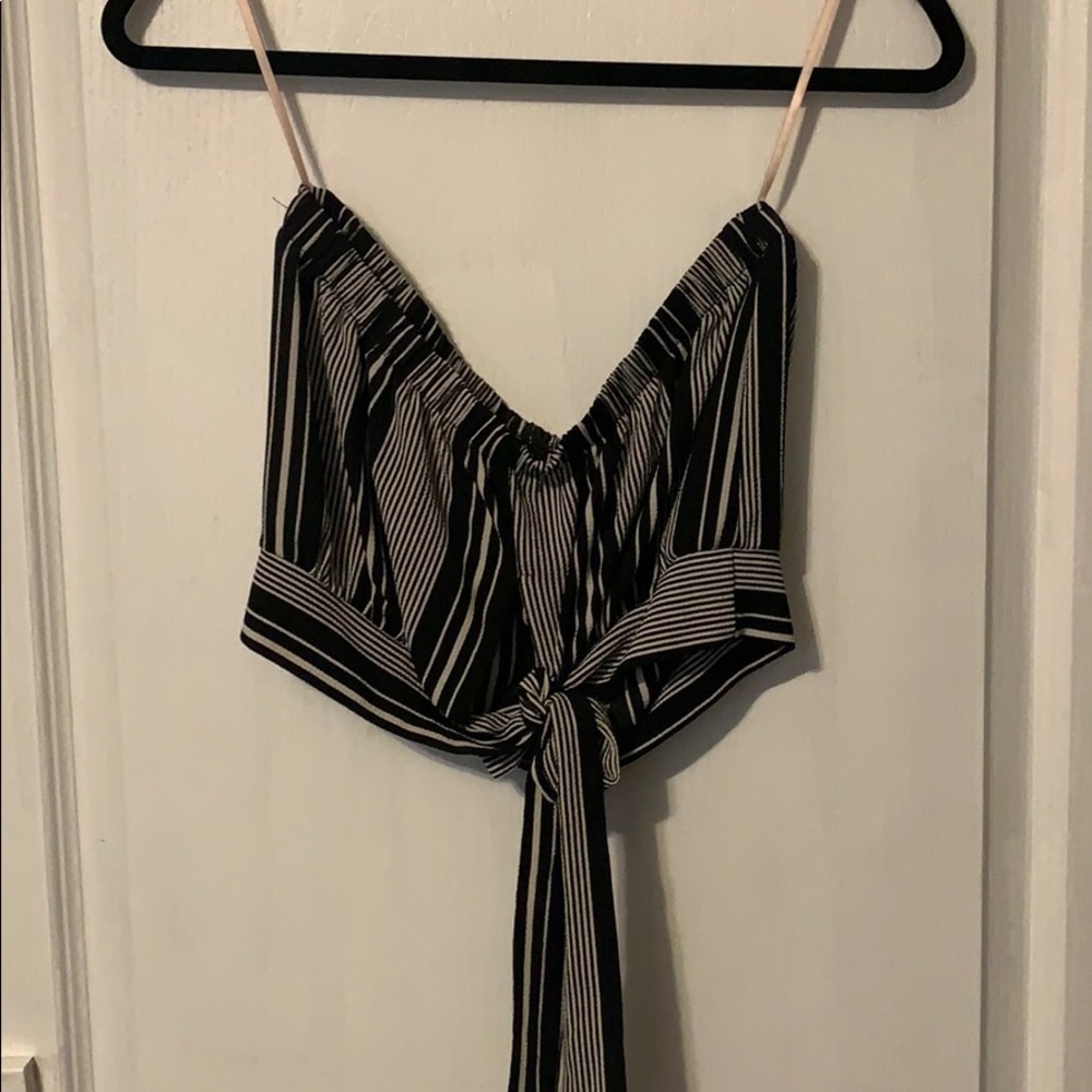 Black and white striped tube top - tag still on it